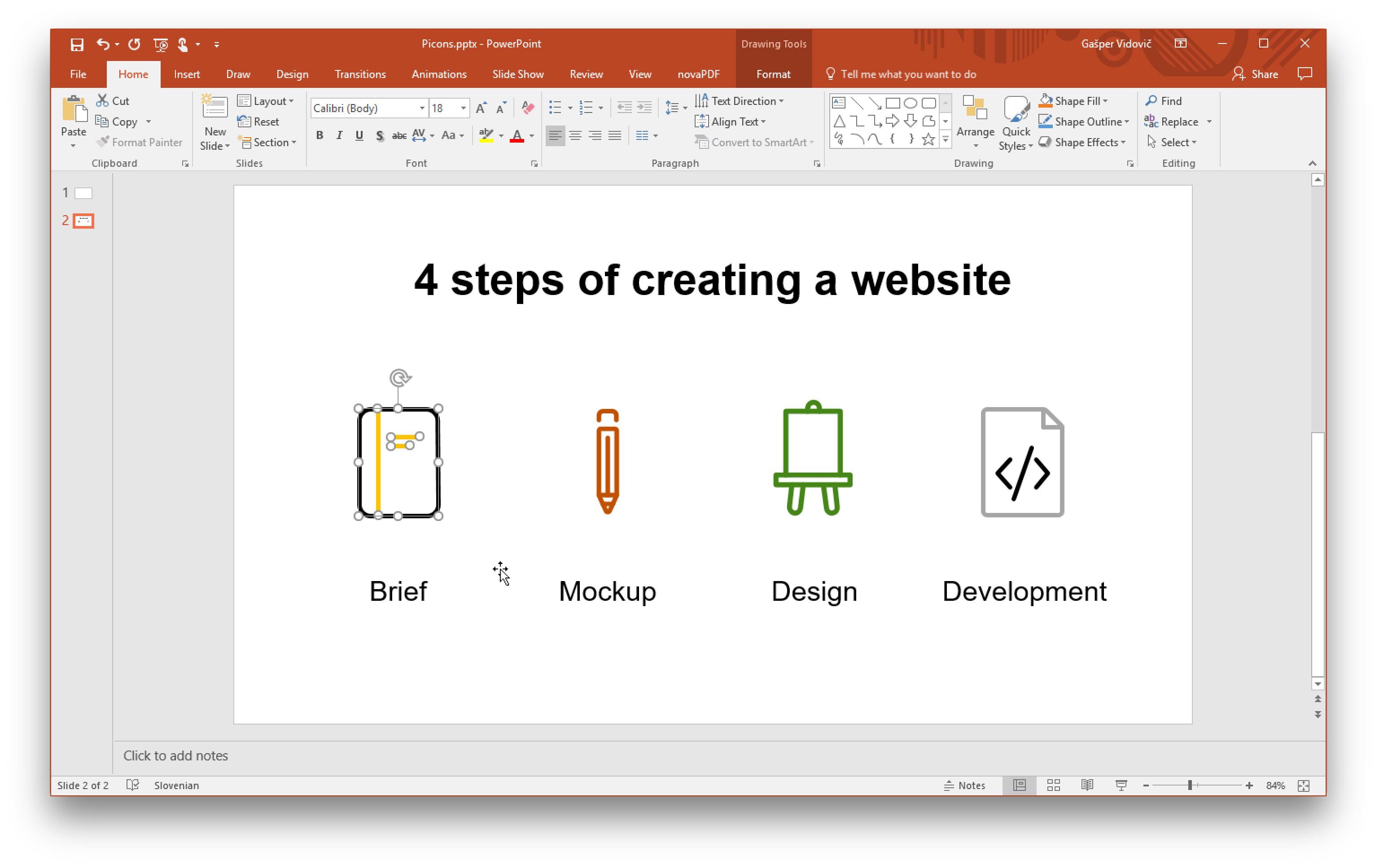 Insert vector icons in PowerPoint