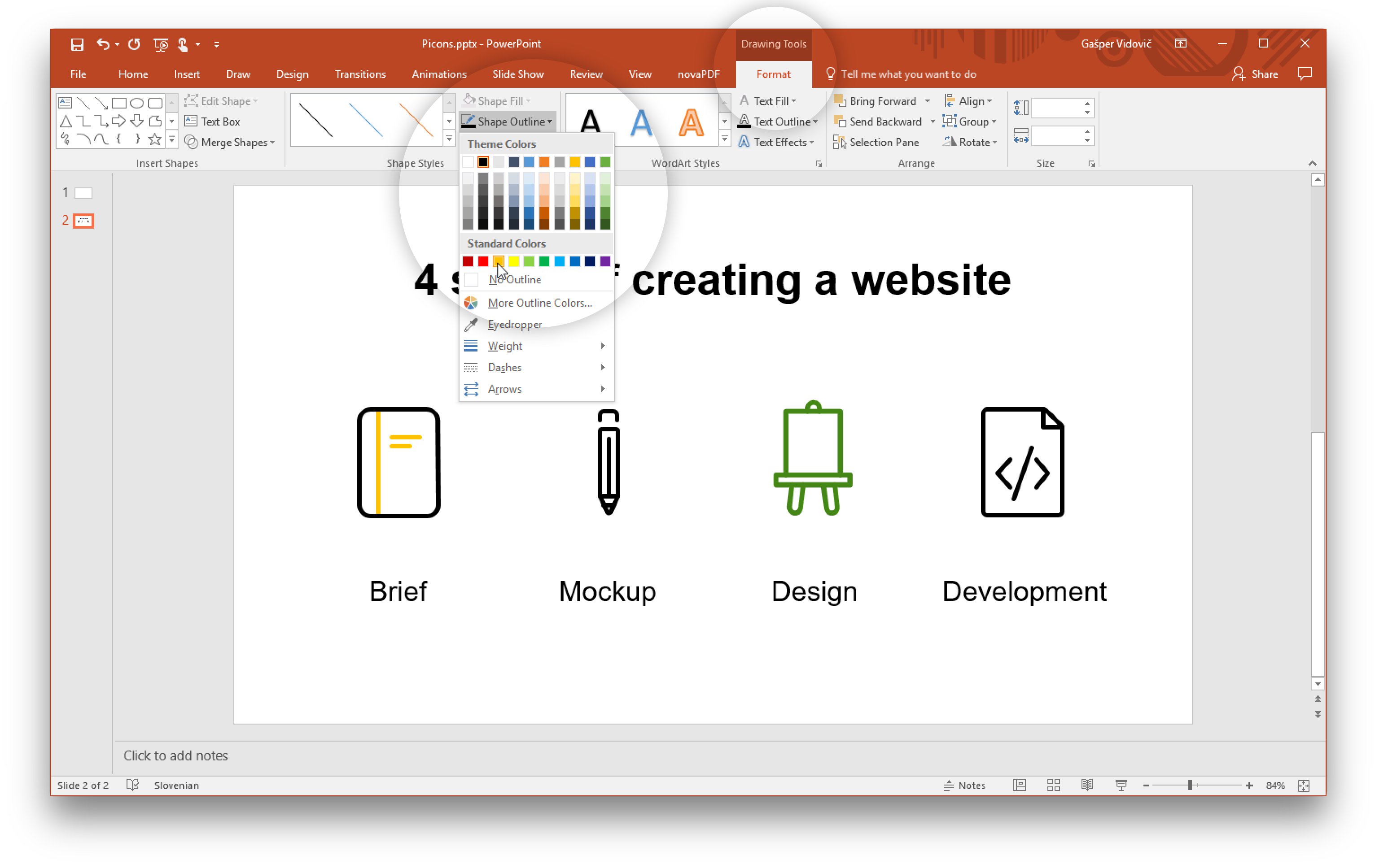 Change color of vector icons in PowerPoint